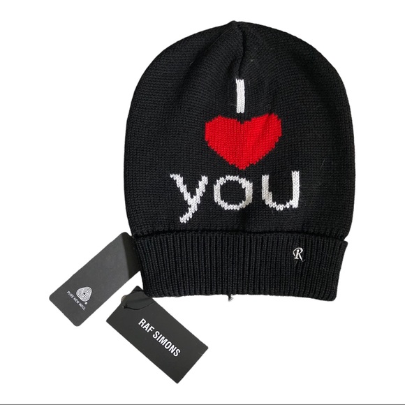 raf simons i love you beanie